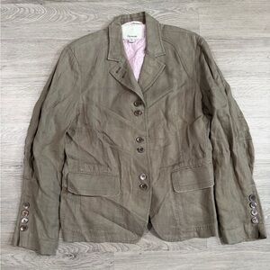 Faconnable Women’s Olive Green Linen Blazer Jacket